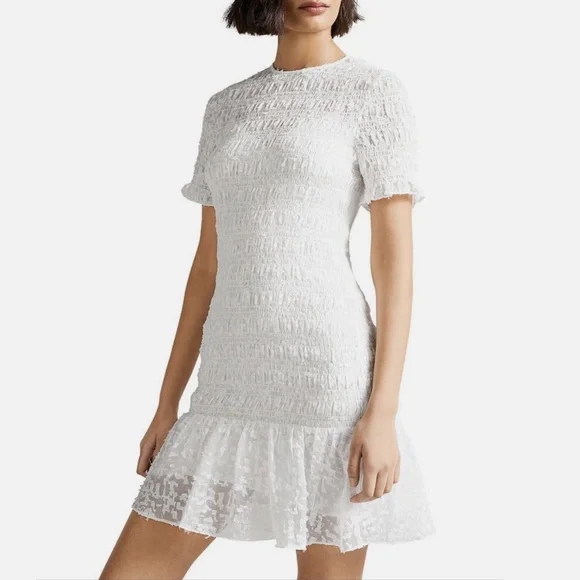 ted baker london fit and flare dress Ted Baker Smocked Mini Dress, 2 / White
